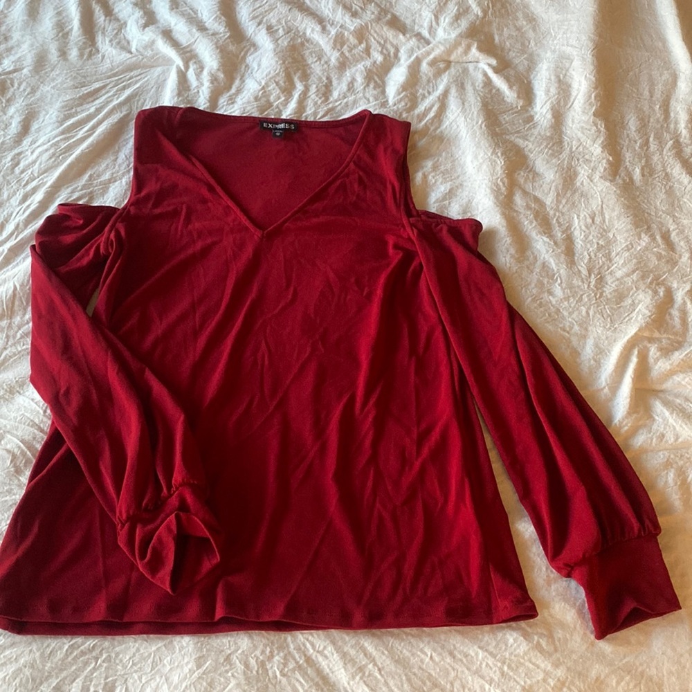 EXPRESS XS Blouse Red with Peek a Boo Shoulder!​